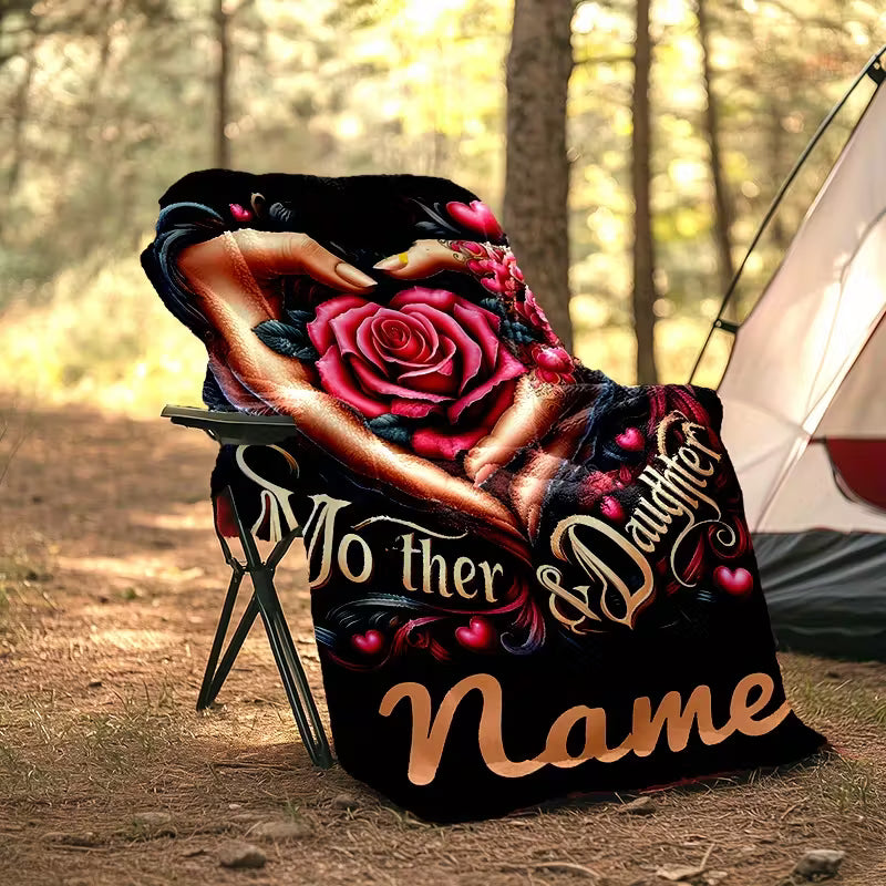 Custom Name Love Mom Rose Blanket