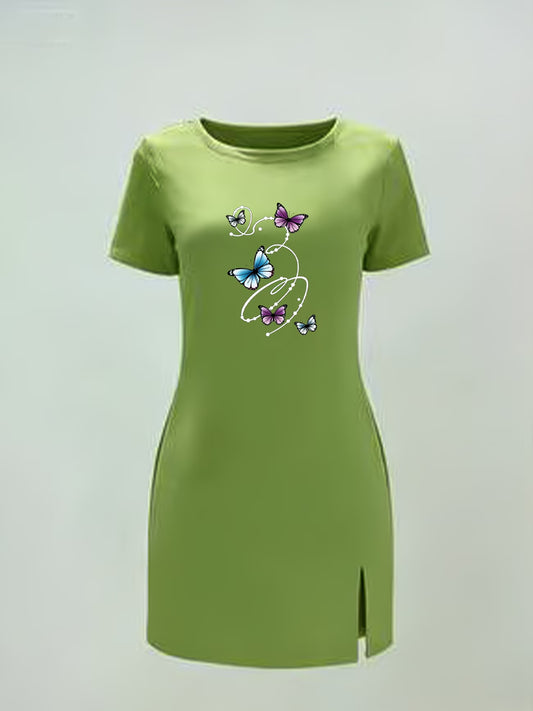 Butterfly Vine Print One-Piece Dress