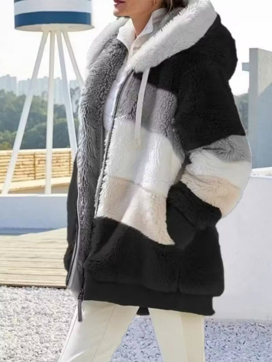Women's Oversized Plush Flocking Jacket