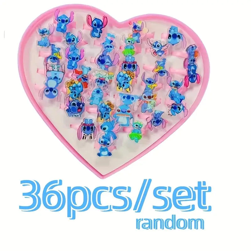 Stitch 36pcs Ring Set with Heart-Shaped Display Case,