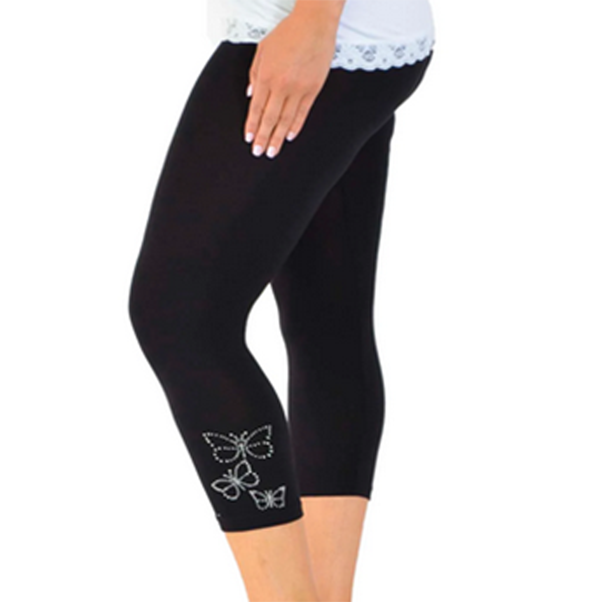 STUDDED BUTTERFLY 3/4 CAPRI LEGGINGS