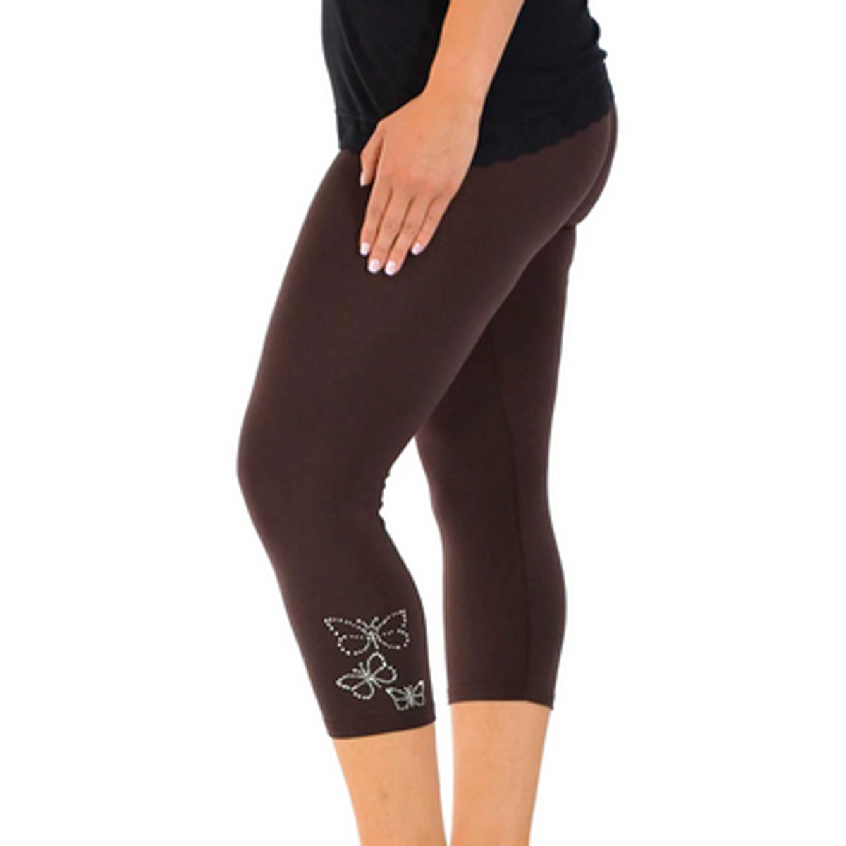 STUDDED BUTTERFLY 3/4 CAPRI LEGGINGS