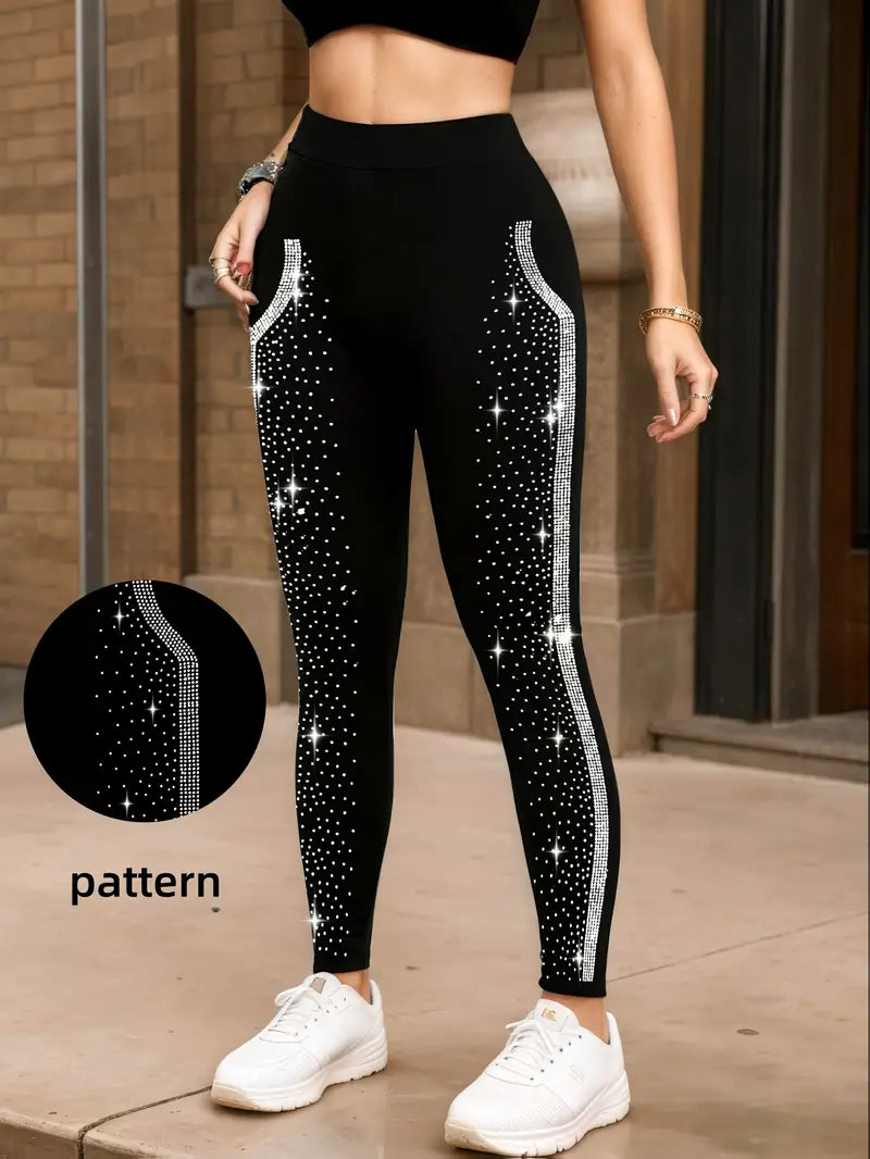 Women'S Black Sparkling Rhinestone