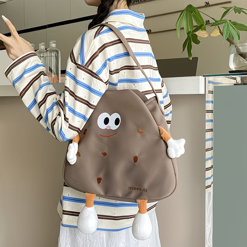 Anime-Inspired Nylon Backpack & Crossbody — Golden Tan & Pastel