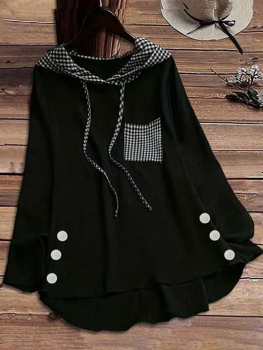 Casual Button-Front Hoodie,