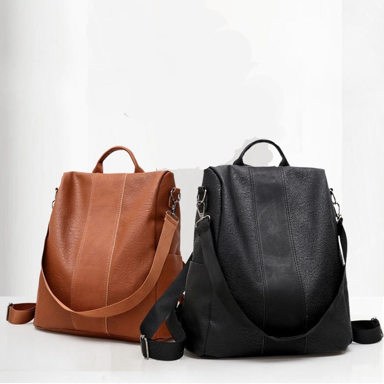 Large Capacity Leather Backpack