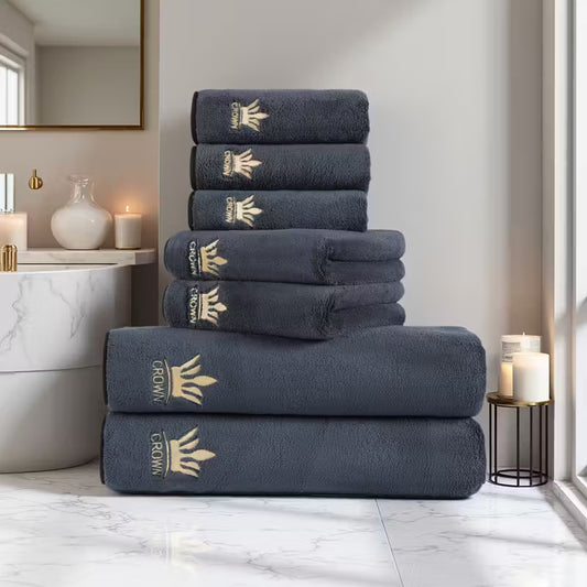 7pcs Embroidered Solid Color Bath Towel Set,