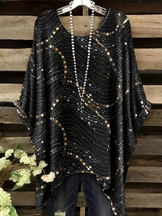 Plus Size - Women'S Casual Summer Batwing Sleeve Crew Neck Top