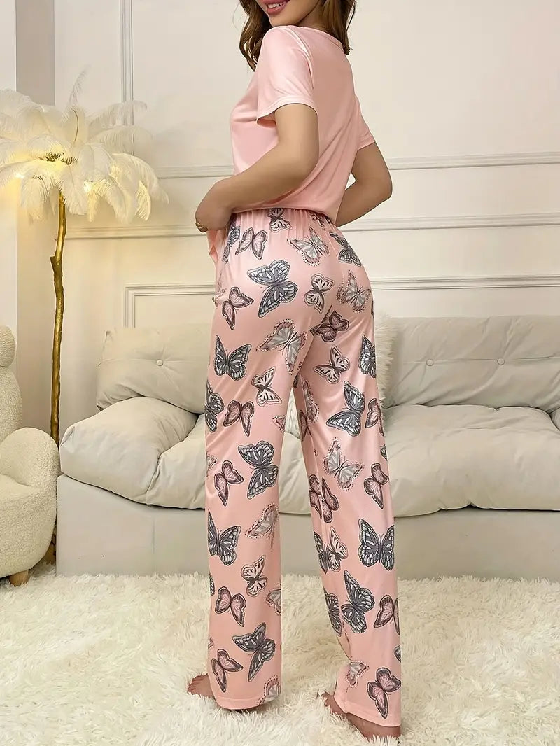 Pajama Set with Butterfly Print