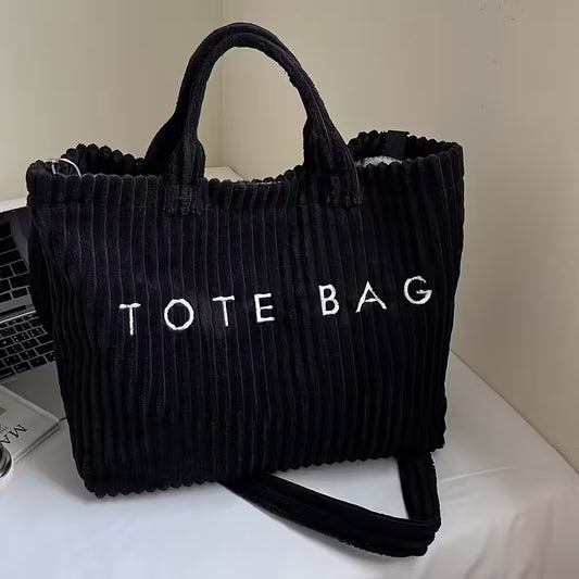 Perfect Lily Women'S Plush Corduroy-like Tote Bag