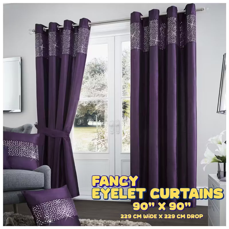 Window Curtains with Matching Tiebacks 90"x90" (229cm x 229cm)