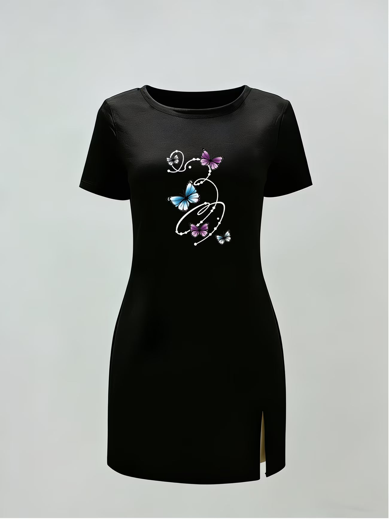 Butterfly Vine Print One-Piece Dress