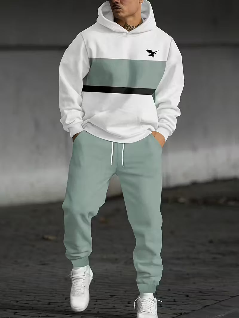 Men'S Casual Long Sleeve Hoodie with Eagle Print