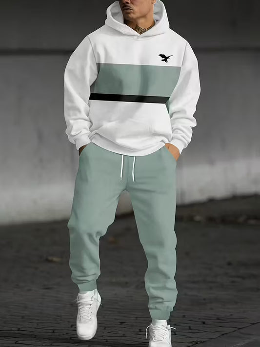 Men'S Casual Long Sleeve Hoodie with Eagle Print