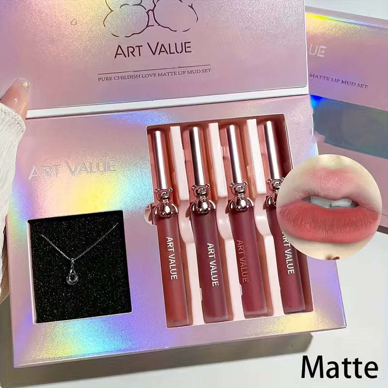 Cute Bear Lip Balm Necklace Set