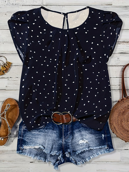 Plus Size Oversized Heart Asymmetric Drop Shoulder Blouse