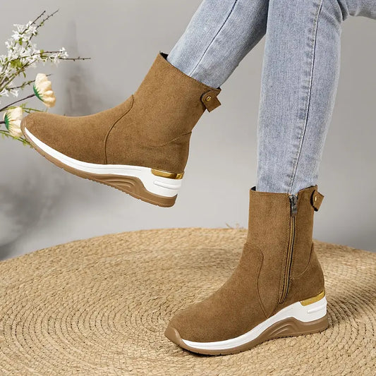 Women's Winter Chunky Heel Platform Ankle Boots