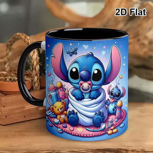 1pc 11oz Disney Inspired Baby Alien Ceramic Mug, Adorable Blue Character Graphic Coffee Cup,