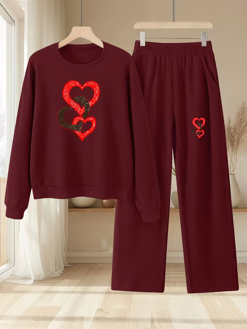 2pcs Autumn-Winter Heart Pattern sets