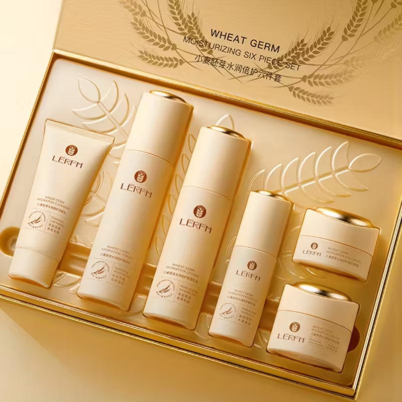 6pcs LENFK Wheat Germ Moisturizing Skincare Set