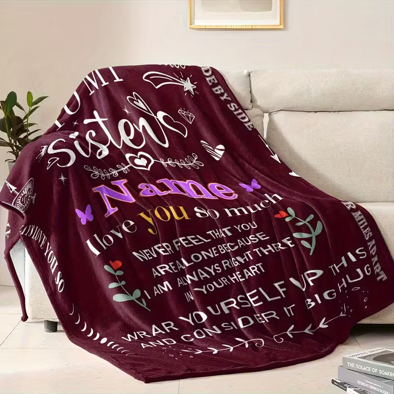 Sister's Name Personalized Flannel Blanket
