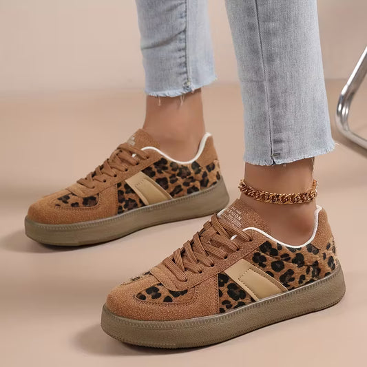 Leopard Print & Brown Synthetic Cover Casual Sneakers