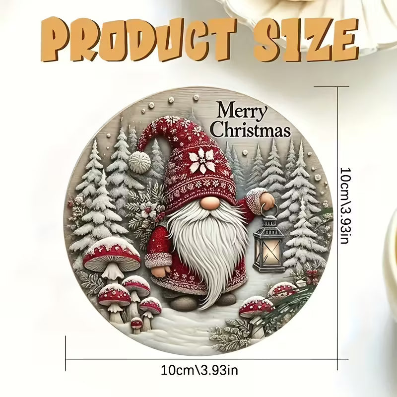 6pcs Christmas Gnome Pattern Wooden Coasters