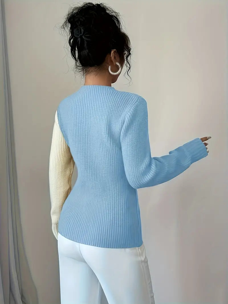 Asymmetrical Color Block Heart Women's Pullover