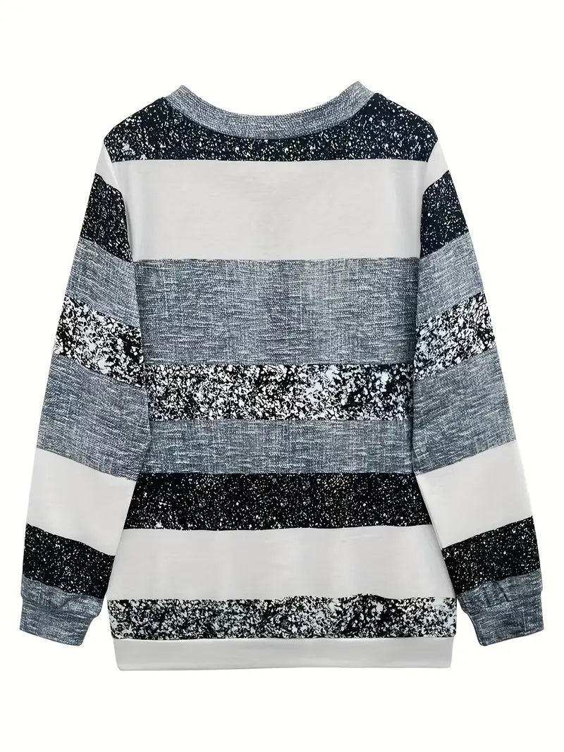 Women's Casual Striped Sweater with Zipper Detail