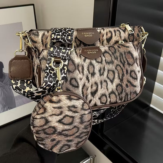 Women's Geometric Leopard Print Crossbody Bag