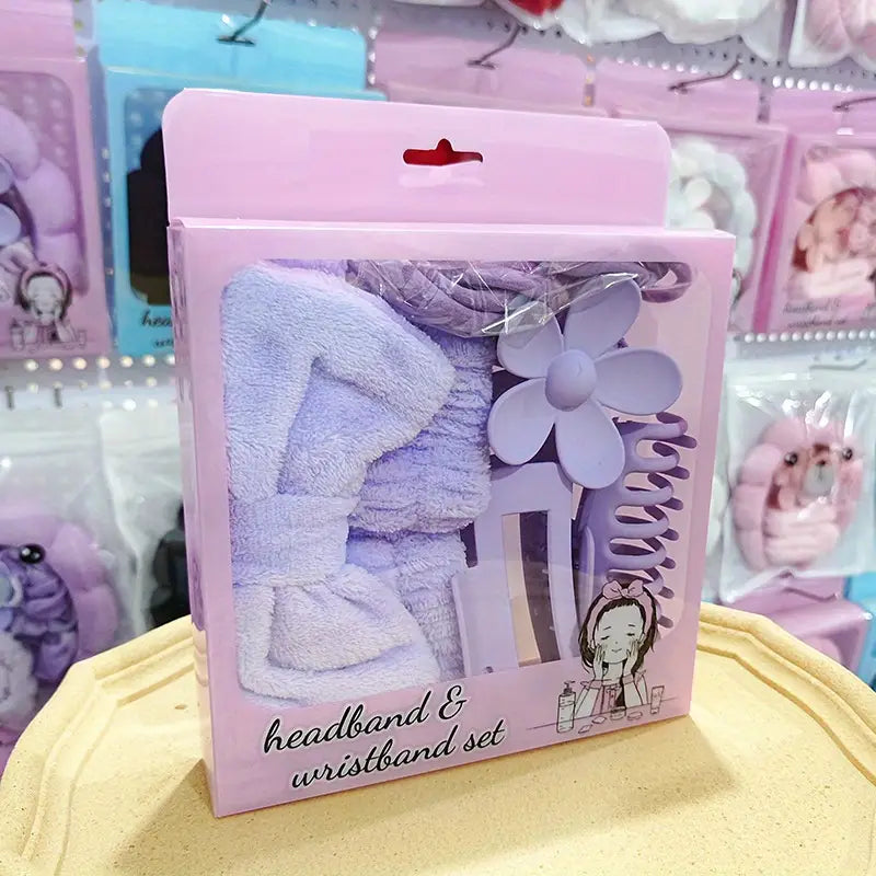 16pcs Women's Soft Pink Hair Tie & Face Washing Wrist Strap Set