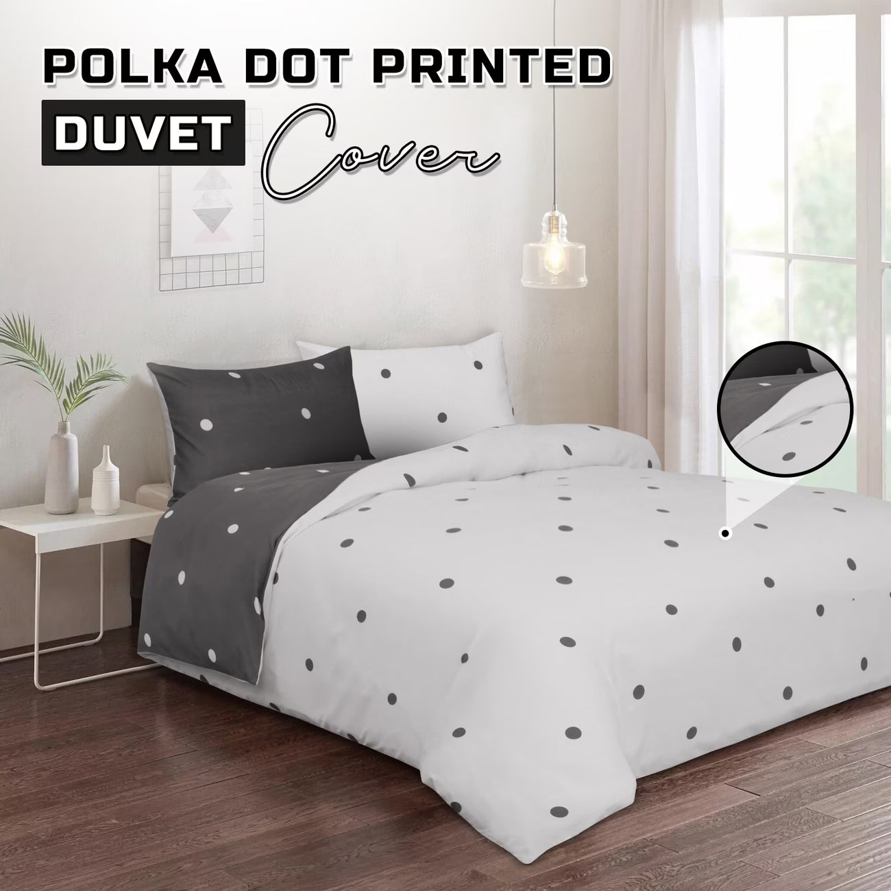 Reversible Polka Dot Duvet Cover Set