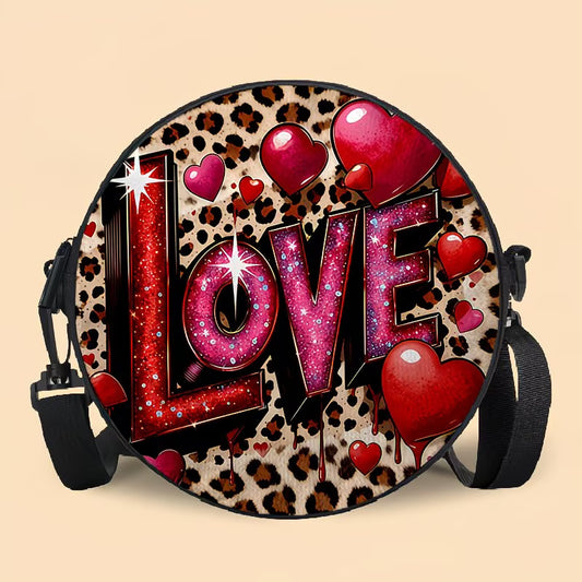 A Stylish Women'S Shoulder Bag Featuring a Trendy Leopard Print in a Heart Shape,