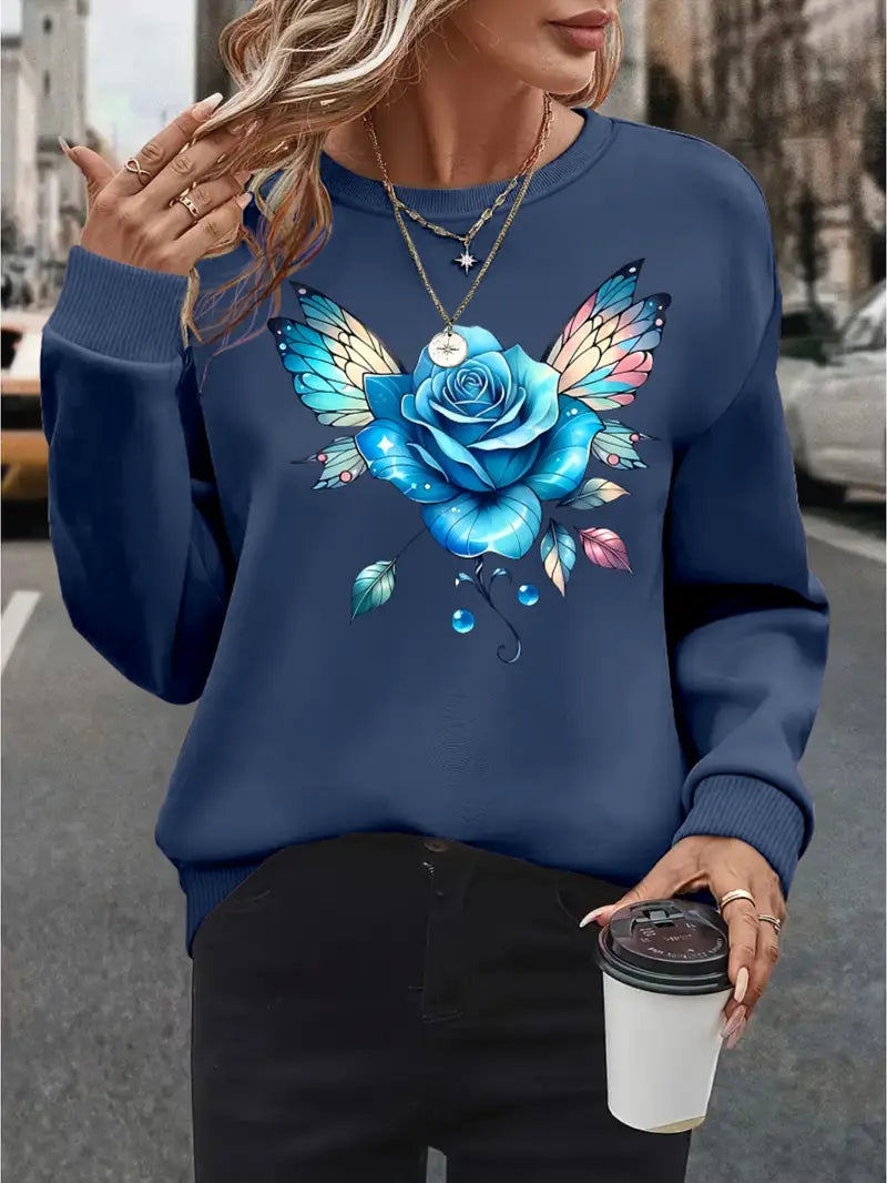 Women'S Plus Size Casual Crew Neck Sweatshirt