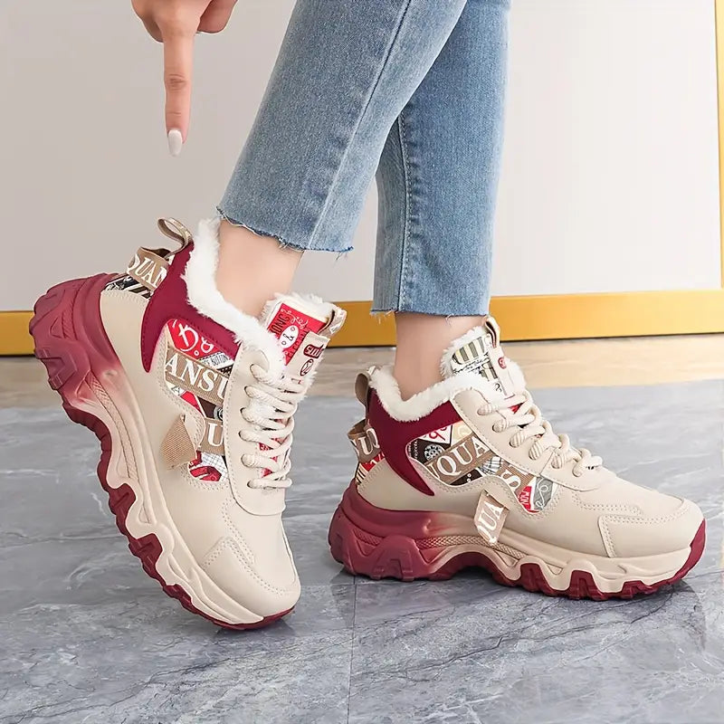 Women's Winter Warm Fleece-Lined Chunky Platform Sneakers