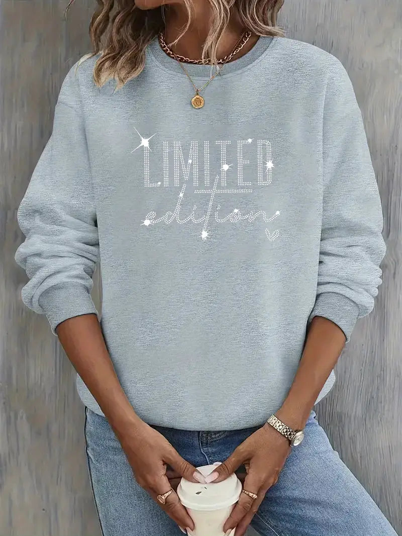 Women'S Limited Edition Glittery Letter Print Sweatshirt