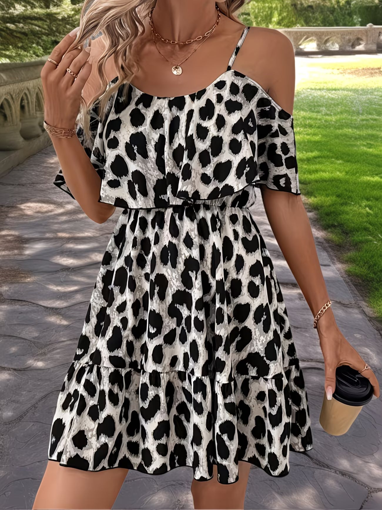 Sexy Leopard Print Sleeveless Spaghetti Suspender Dress