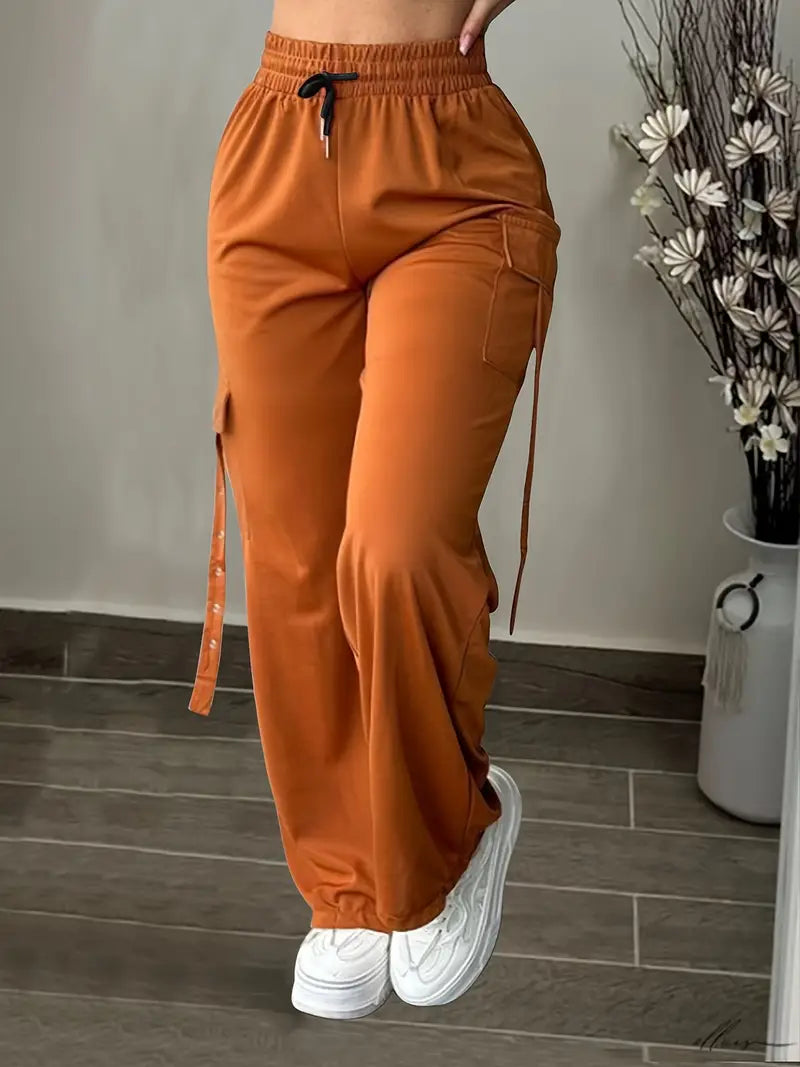 Women'S Casual Cargo Pants with Adjustable Drawstring Waist