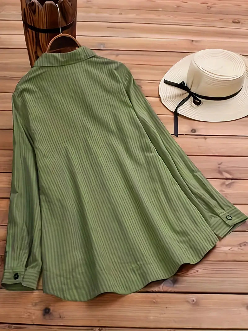 Rollable Sleeve Solid Side Button Blouse,