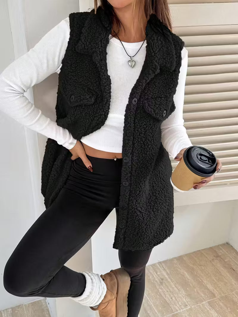 Women's Plush Teddy Coat Vest Jacket