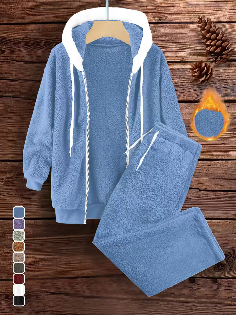 Women'S Cozy Fleece Hooded Sweatshirt & Pants Set