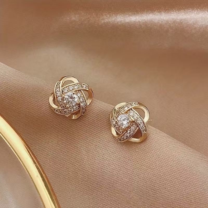Elegant Four Leaf Clover Stud Earrings,