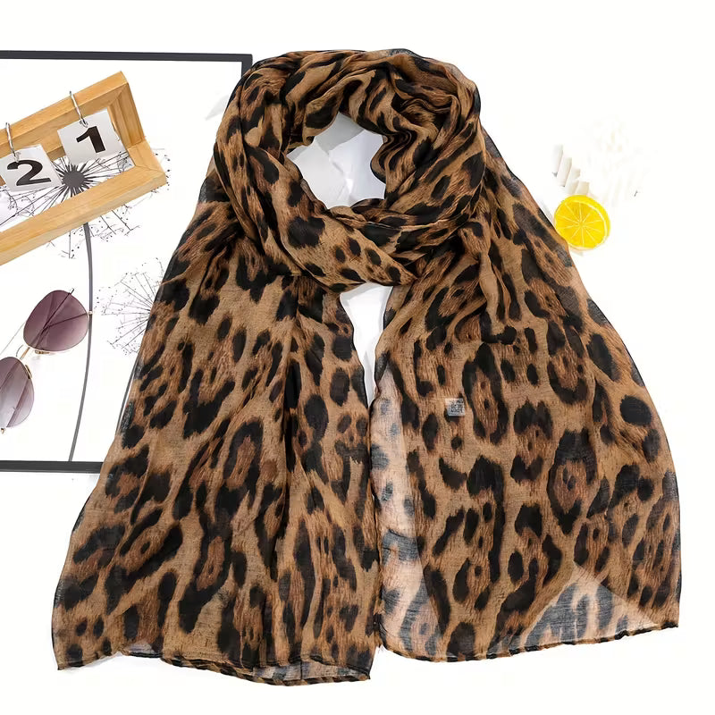 Women's Bohemian Leopard Print Scarf Cape