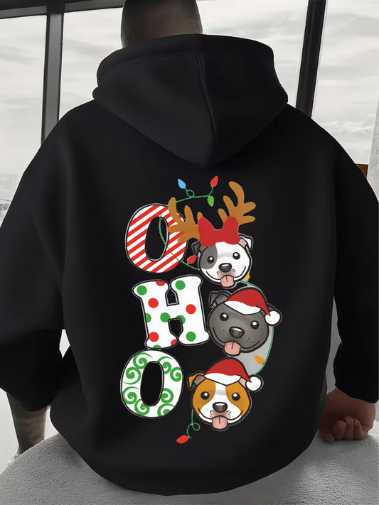 Men'S & Women'S Christmas Reindeer Print Hooded Sweatshirt
