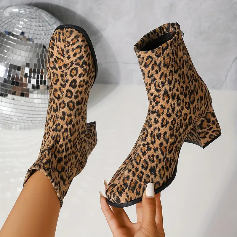 Women'S Leopard Print Ankle Boots