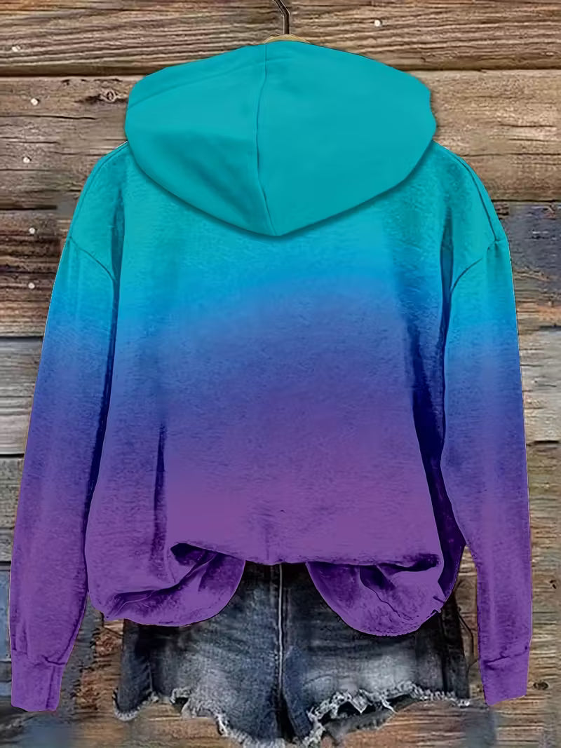 Long Sleeve Pullovers, Regular Fit Women's Casual Hooded Sweatshirt