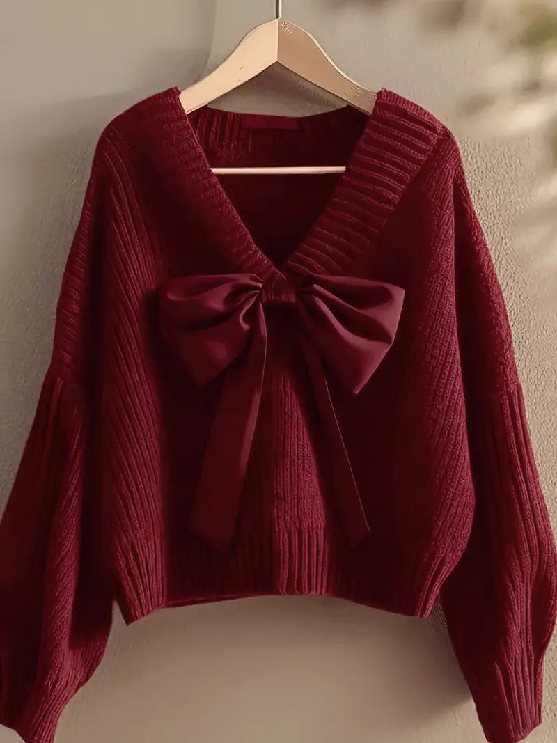 Elegant Sweater with Bow Accent