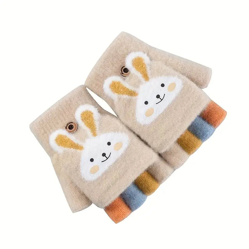 Children's Warm Keeping Thickened Half Finger Gloves