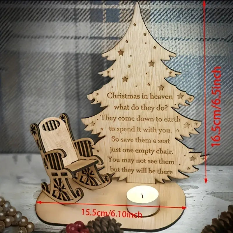 Wooden Christmas Tree Tea Light Candle Holder with Rocking Chair Design