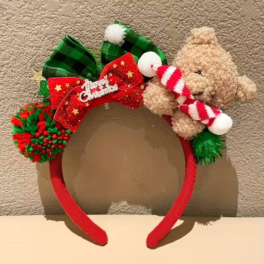 Women'S Christmas Plush Bear Bow Headband